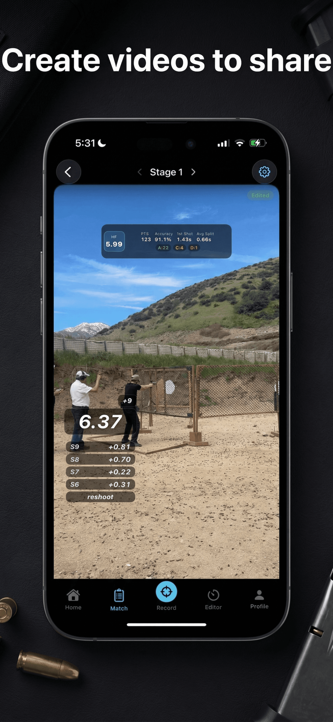 Reshoot iPhone screenshot showing shot and beep detection