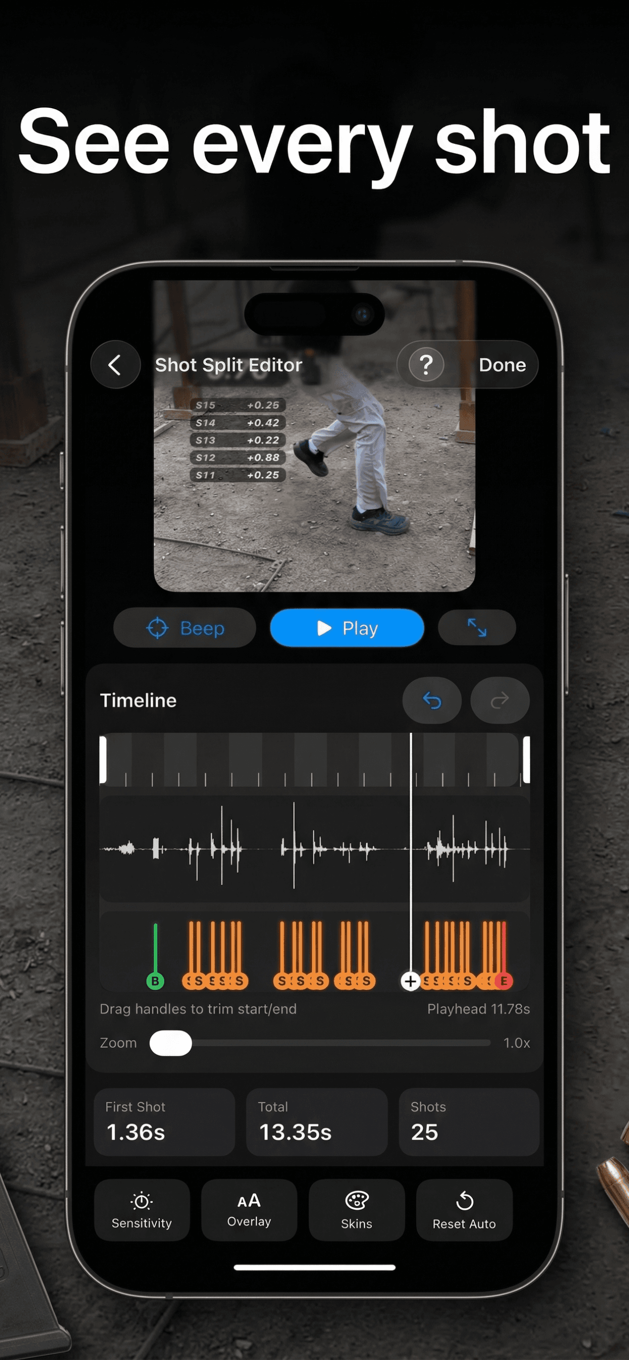 Reshoot iPhone screenshot showing stage and match analysis